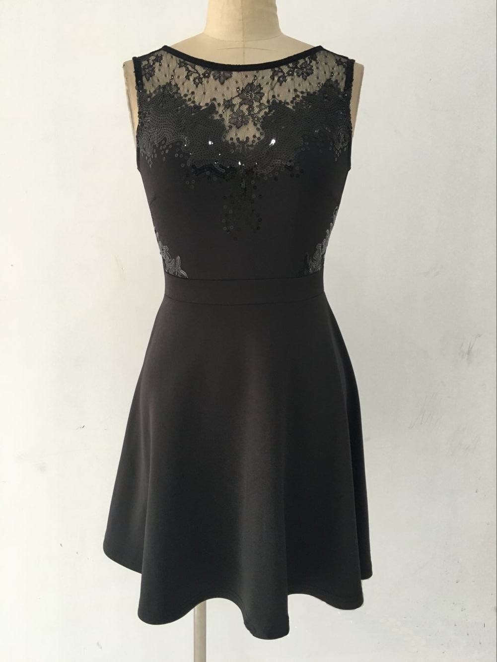F2508 Skater Dress with Lace and Sequin Top